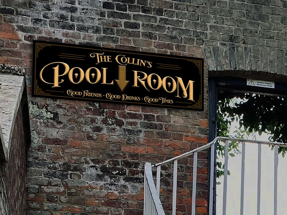 Custom Pool Billiards Sign with Personalized Family Name | Custom Wall Decor on Metal or Canvas Sign | Customized & Personalized Wall Art