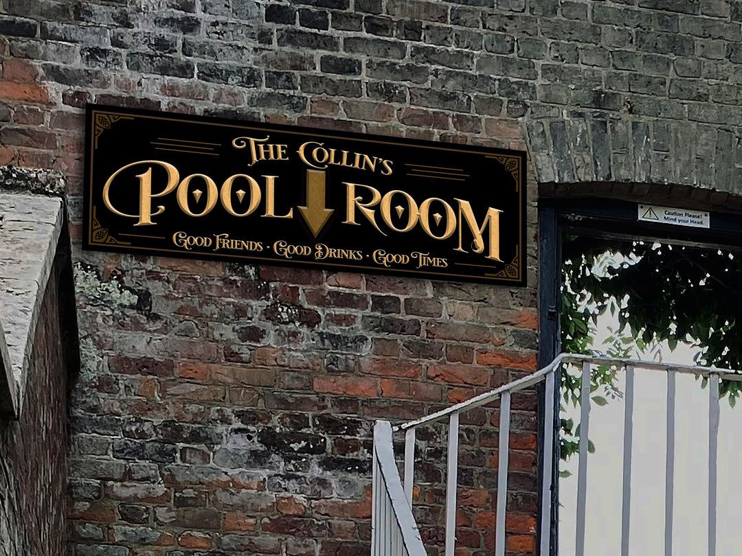 Custom Pool Billiards Sign with Personalized Family Name | Custom Wall Decor on Metal or Canvas Sign | Customized & Personalized Wall Art