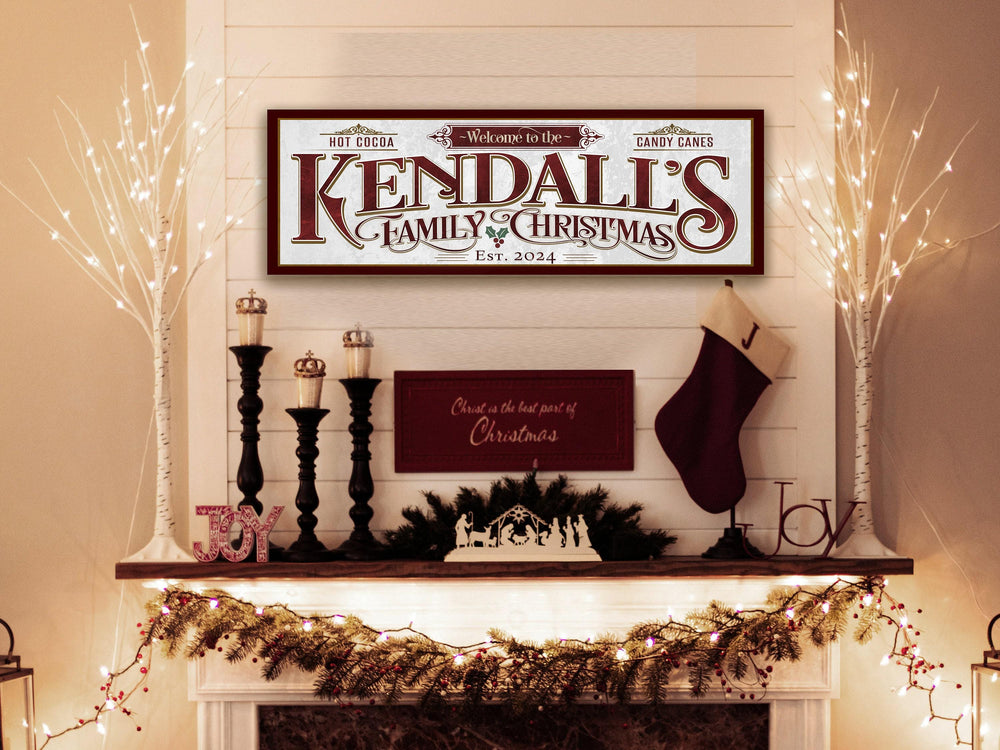 Personalized Family Christmas Sign | Santa Christmas Sign | Gingerbread Christmas | Vintage Christmas | Large Canvas Sign | Large Metal Sign