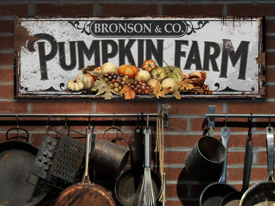 Pumpkin Farm Sign | Personalized Family Name Pumpkin | Rustic Farmhouse Wall Decor | Large Vintage Pumpkin Farm Sign | Pumpkin Patch Decor