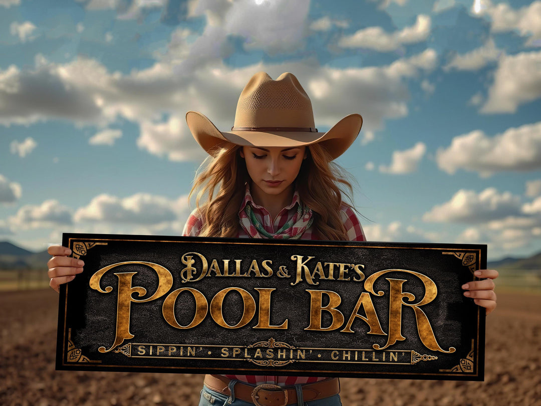 Pool Bar Sign with Family Name | Personalized Pool Patio Bar Sign | Customized Family Pool Sign | Personalized Pool Bar and Lounge Sign