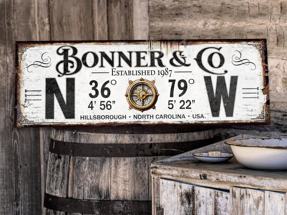 GPS Coordinates | Sign with my GPS Coordinates | Significant Place Sign | Personalized latitude longitude sign | Steampunk Compass Sign