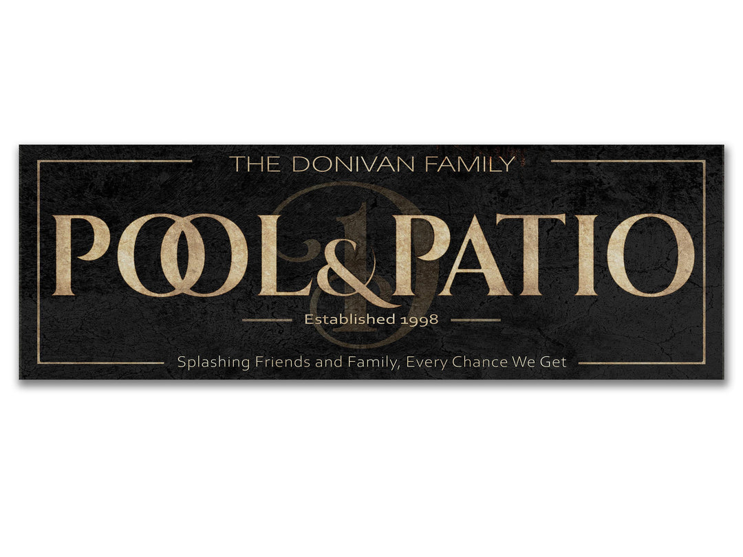 Custom Pool and Patio Sign with Personalized Family Name | Custom Wall Decor on Metal or Canvas Sign | Customized & Personalized Wall Art
