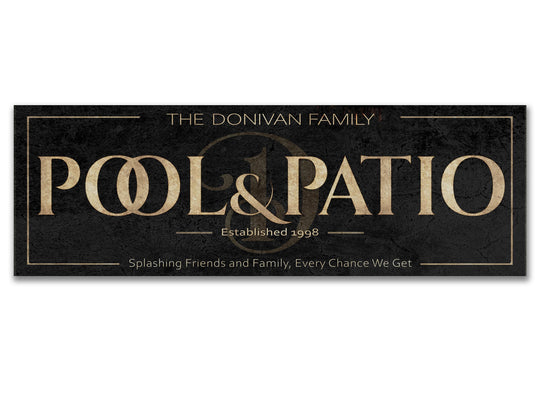 Custom Pool and Patio Sign with Personalized Family Name | Custom Wall Decor on Metal or Canvas Sign | Customized & Personalized Wall Art