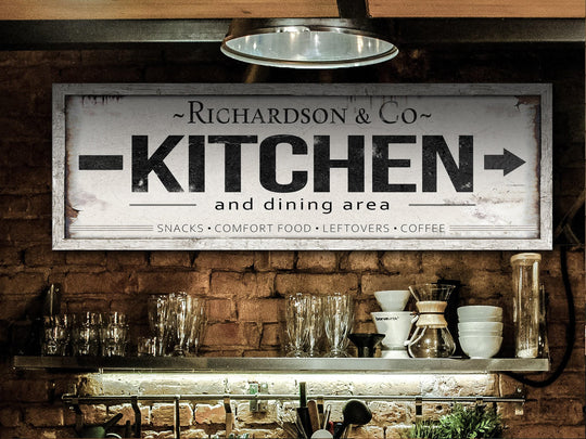 Family Kitchen Sign with Personalized Family Name | Large Kitchen Dining Custom Wall Decor | Customized & Personalized Kitchen Wall Art