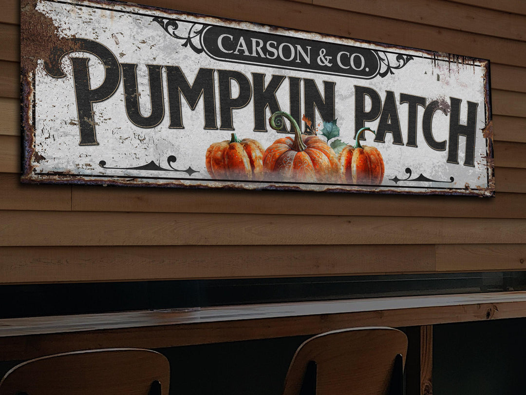 Pumpkin Patch Sign | Personalized Family Name Pumpkin | Rustic Farmhouse Wall Decor | Large Vintage Pumpkin Patch Sign | Pumpkin Farm Decor