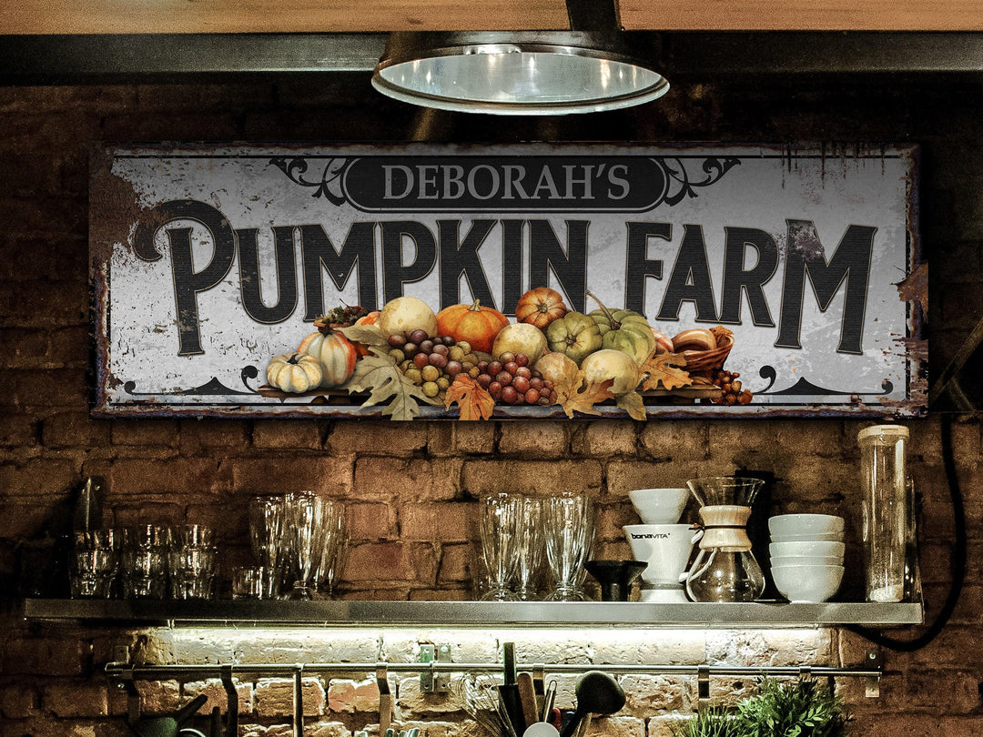 Pumpkin Farm Sign | Personalized Family Name Pumpkin | Rustic Farmhouse Wall Decor | Large Vintage Pumpkin Farm Sign | Pumpkin Patch Decor