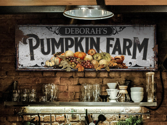 Pumpkin Farm Sign | Personalized Family Name Pumpkin | Rustic Farmhouse Wall Decor | Large Vintage Pumpkin Farm Sign | Pumpkin Patch Decor