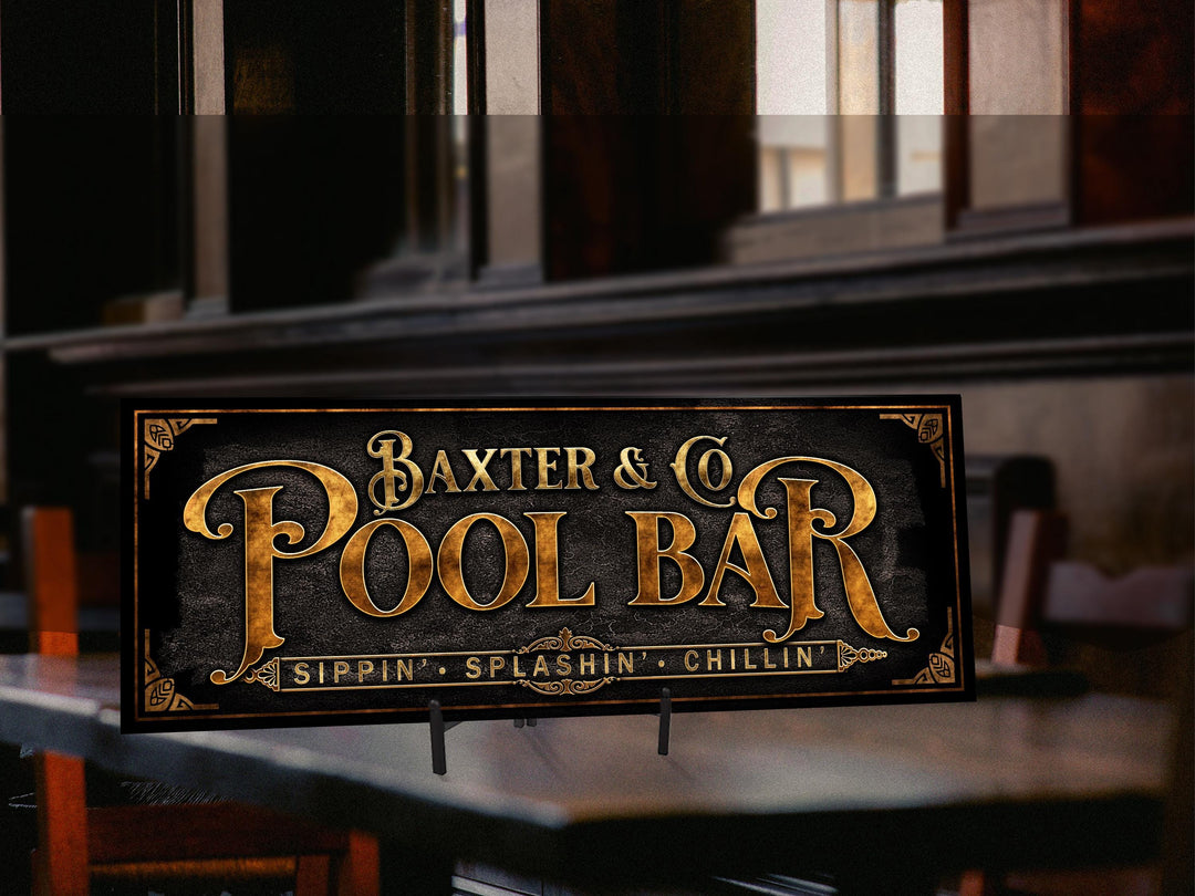 Pool Bar Sign with Family Name | Personalized Pool Patio Bar Sign | Customized Family Pool Sign | Personalized Pool Bar and Lounge Sign
