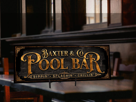 Pool Bar Sign with Family Name | Personalized Pool Patio Bar Sign | Customized Family Pool Sign | Personalized Pool Bar and Lounge Sign