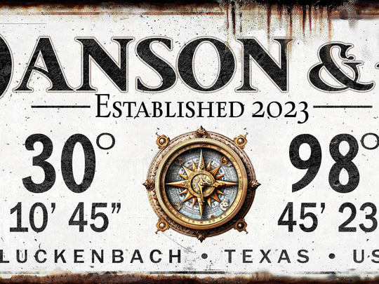 GPS Coordinates | Sign with my GPS Coordinates | Significant Place Sign | Personalized latitude longitude sign | Steampunk Compass Sign