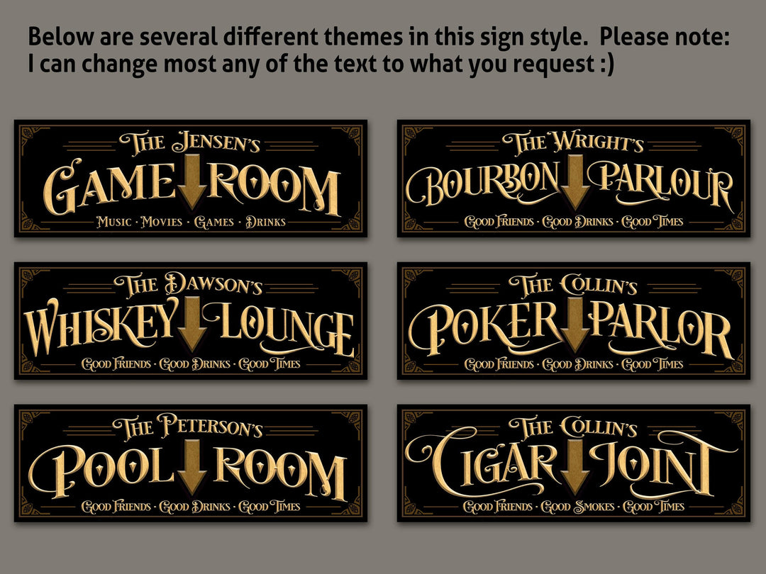 Custom Game Room Sign with Personalized Family Name | Custom Wall Decor on Metal or Canvas Sign | Customized & Personalized Wall Art