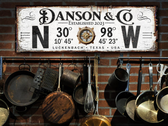 GPS Coordinates | Sign with my GPS Coordinates | Significant Place Sign | Personalized latitude longitude sign | Steampunk Compass Sign