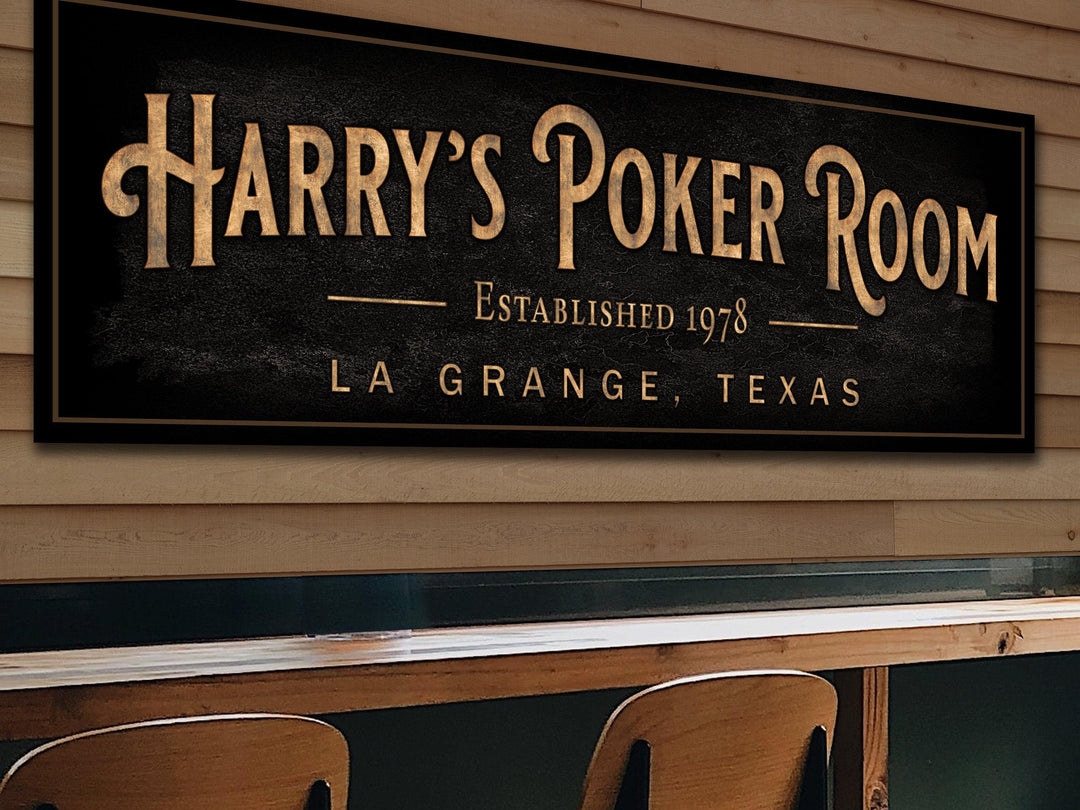 Personalized Poker Room Bar | Custom Bar Sign | Custom Poker Room Sign | Bar Sign for Home | Large Canvas Sign | Large Metal Sign