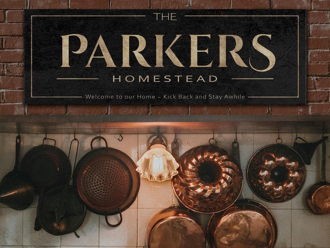 Homestead Sign with Personalized Family Name| Modern Farmhouse Custom Wall Decor on Aluminum Sign | Customized & Personalized Wall Art