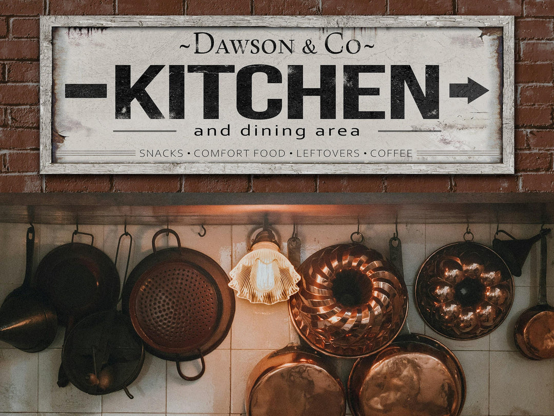Family Kitchen Sign with Personalized Family Name | Large Kitchen Dining Custom Wall Decor | Customized & Personalized Kitchen Wall Art