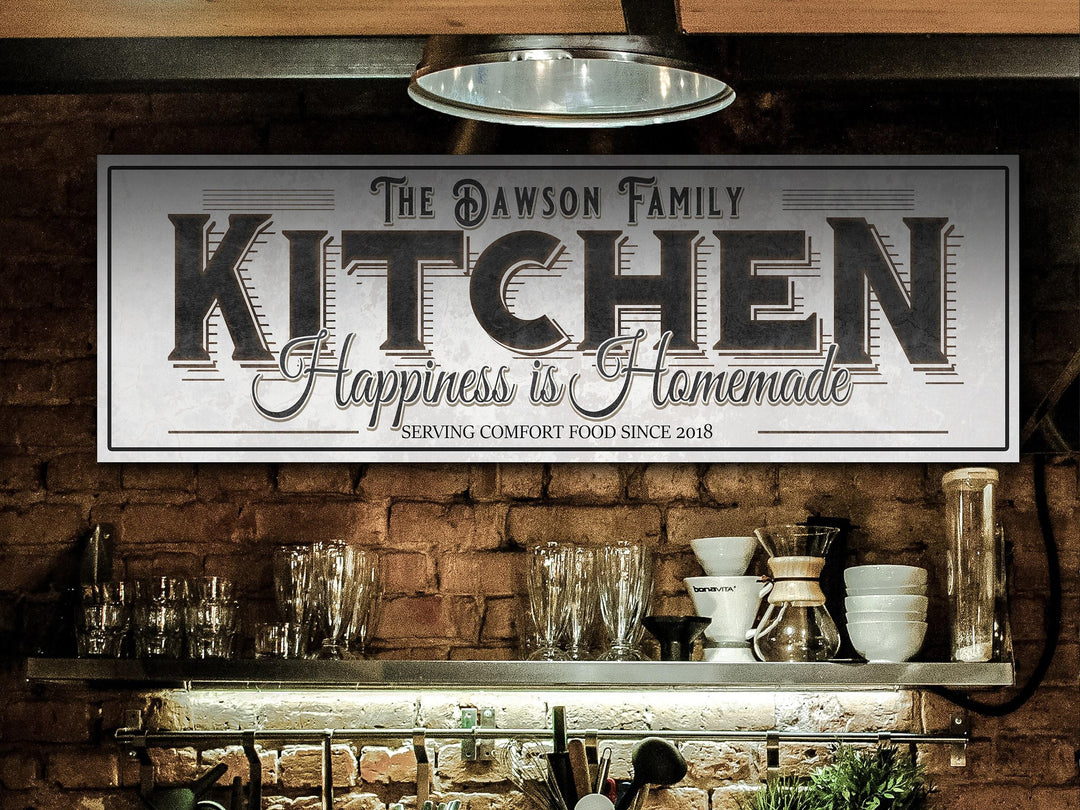 Kitchen Sign with Personalized Family Name | Farmhouse Kitchen Decor | Customized Kitchen Sign | Personalized Kitchen Gathering Sign