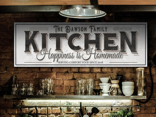 Kitchen Sign with Personalized Family Name | Farmhouse Kitchen Decor | Customized Kitchen Sign | Personalized Kitchen Gathering Sign