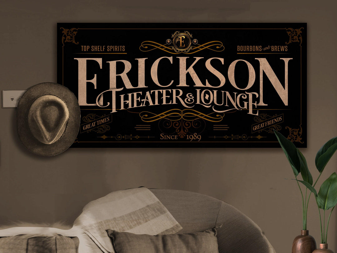Theater Lounge Sign | Personalized Family Theater Sign | Custom Theater Sign | Family Name Sign | Family Bar Sign