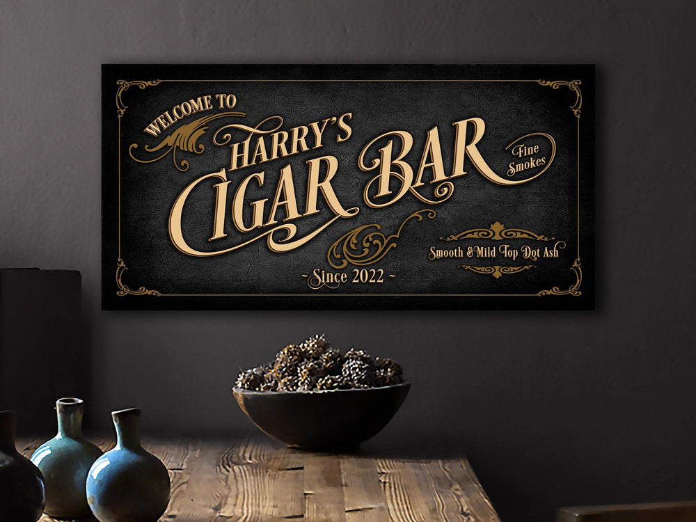 Cigar Bar Sign Personalized, Man Cave Bar Wall Decor, Personalized Bar Sign, Vintage Bar Signage