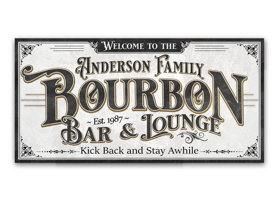 Personalized Bourbon Bar Sign | Custom Bourbon Bar Sign | Large Personalized Family Name Bourbon Bar Sign | Large Metal or Canvas Wall Art
