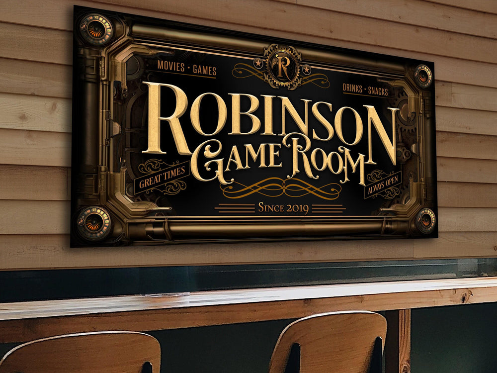 Personalized Steampunk Sign - Metal or Canvas! | Custom Steampunk Game Room Sign | Farmhouse Sign | Game Room Decor | Customized Steampunk