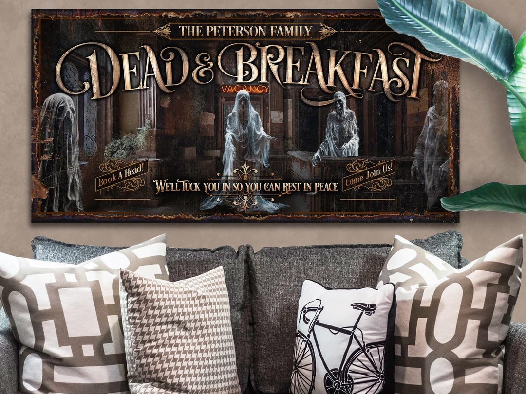 Dead & Breakfast Sign, Scary Ghost Decor, Halloween Ghost Sign, Creepy Halloween Decor, Outdoor Halloween Metal Sign, Indoor Halloween Sign