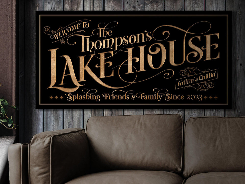 Personalized Lake House on Metal or Canvas! | Custom Family Name Sign | Modern Farmhouse Sign | Summer Lake House Decor | Custom Lake Sign
