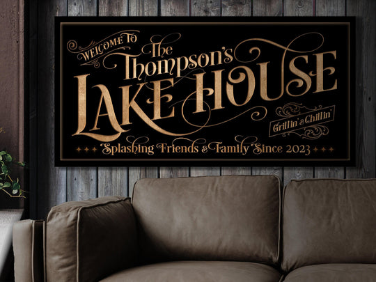 Personalized Lake House on Metal or Canvas! | Custom Family Name Sign | Modern Farmhouse Sign | Summer Lake House Decor | Custom Lake Sign