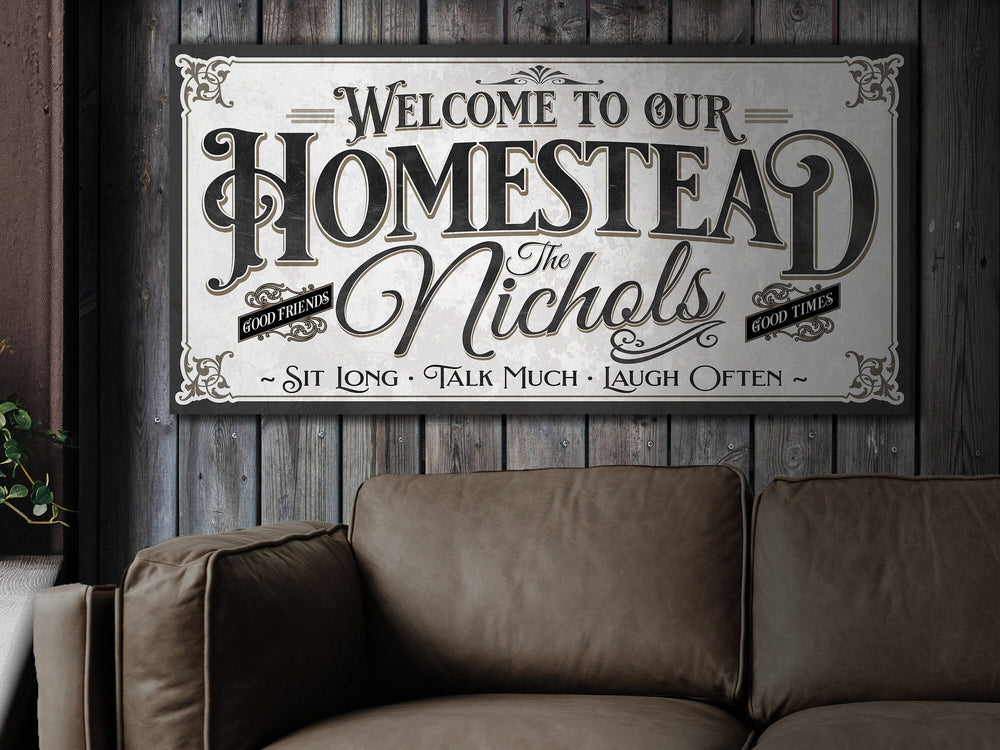Personalized Family Name Homestead Sign, Last Name Homestead Sign, Modern Homestead Personalized Name Sign, Vintage Home Wall Decor