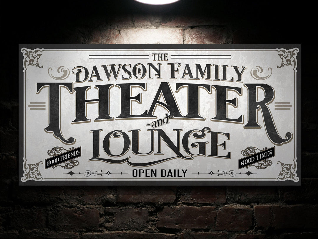 Personalized Theater and Lounge Sign | Customized Theater Sign | Family Lounge Sign | Large Metal Wall Art | Large Canvas Wall Art