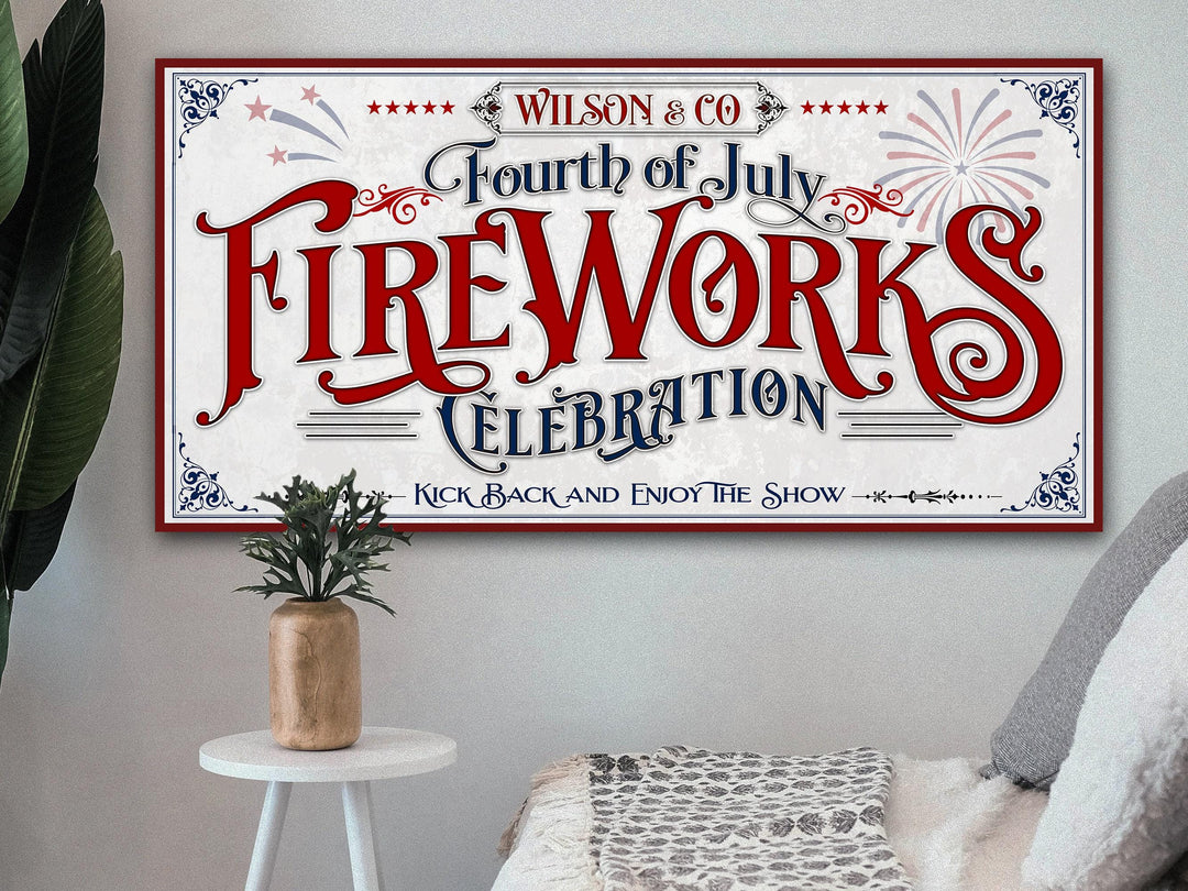 4th of July Sign Fireworks Celebration Sign | Fourth of July Sign | 1776 Decor | Patriotic Decor | Summer Wall Decor | Independence Day Sign