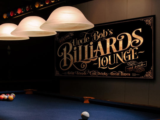 Personalized Billiards Sign - Metal or Canvas! | Custom Billiards Lounge Sign | Farmhouse Sign | Billiards Bar | Customized Pool Hall Sign