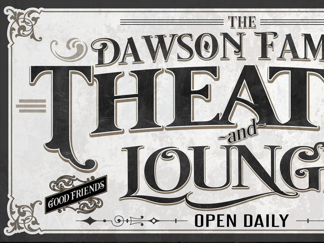 Personalized Theater and Lounge Sign | Customized Theater Sign | Family Lounge Sign | Large Metal Wall Art | Large Canvas Wall Art