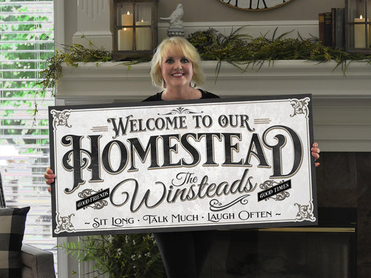 Personalized Family Name Homestead Sign, Last Name Homestead Sign, Modern Homestead Personalized Name Sign, Vintage Home Wall Decor