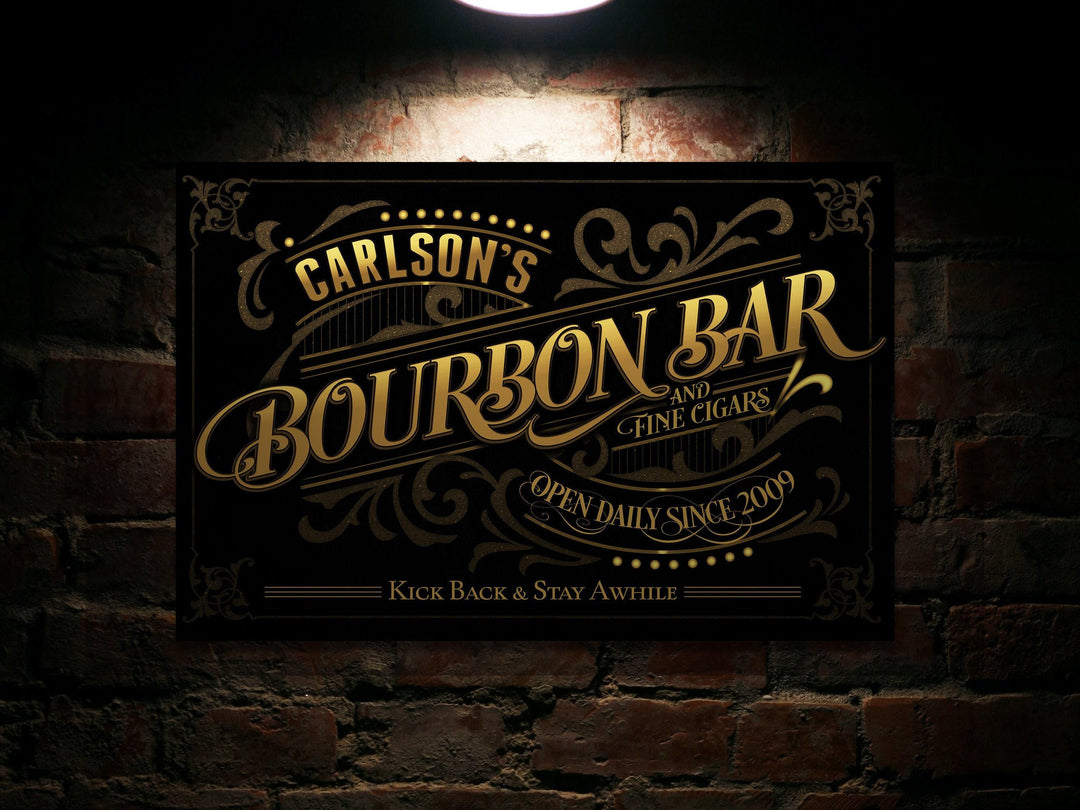 Personalized Bourbon Bar Sign | Bourbon Bar Cigar Sign | Bourbon and Cigars Sign | Rustic Bourbon Sign | Vintage Bourbon Bar Sign