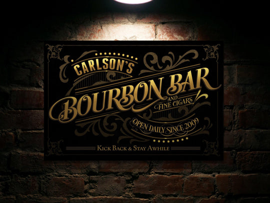 Personalized Bourbon Bar Sign | Bourbon Bar Cigar Sign | Bourbon and Cigars Sign | Rustic Bourbon Sign | Vintage Bourbon Bar Sign