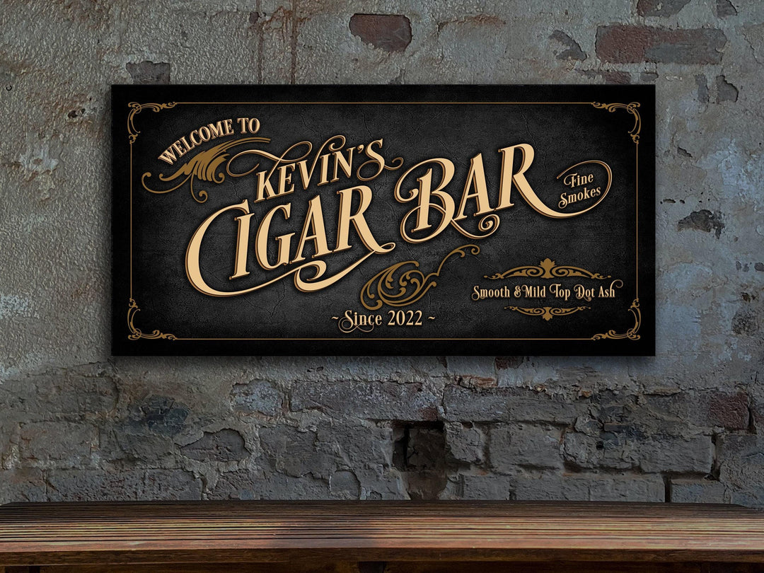 Cigar Bar Sign Personalized, Man Cave Bar Wall Decor, Personalized Bar Sign, Vintage Bar Signage