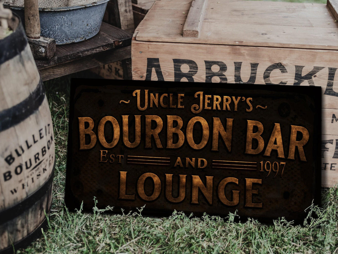 Primitive Farmhouse Bourbon Bar and Lounge sign