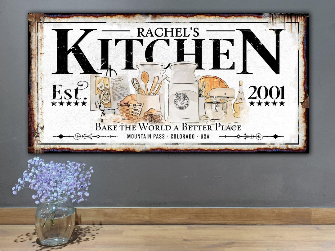 Kitchen Sign | Last Name Kitchen Sign | Farmhouse Sign | Ranch House Plans | Farm Wall Decor | Distressed Sign