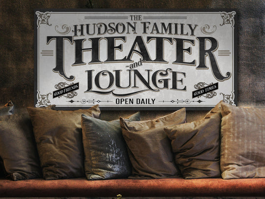 Family Theater and Lounge Sign Personalized with your family name.