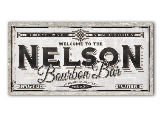 Personalized Bourbon Bar Sign - Metal or Canvas | Custom Bourbon Bar Sign | Personalized Family Bourbon Sign | Large Metal Wall Art