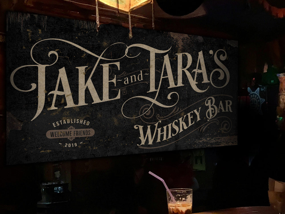 Vintage Whiskey Bar Sign - Metal or Canvas | Custom Whiskey Bar Sign | Farmhouse Sign | Whiskey Bar Decor | Custom Whiskey Bar Sign