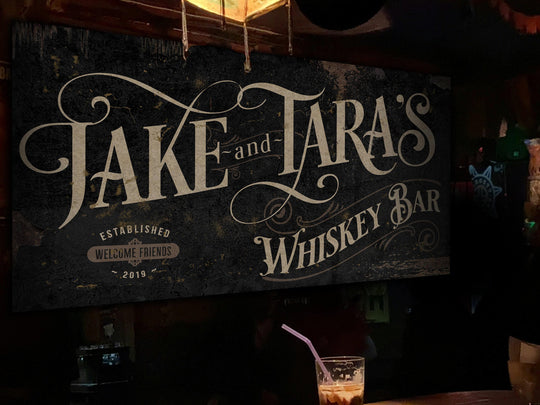 Vintage Whiskey Bar Sign - Metal or Canvas | Custom Whiskey Bar Sign | Farmhouse Sign | Whiskey Bar Decor | Custom Whiskey Bar Sign