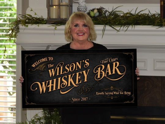 Whiskey Bar Sign Personalized, Bar Wall Decor, Personalized Bar Sign, Vintage Bar Signage