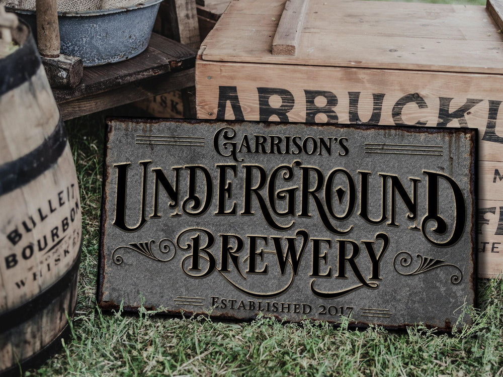 Underground Brewery Sign | Personalized Brewery Bar Sign | Lower Level Beer Brewery Sign | Man Cave Decor | Customized Brewery Bar Sign