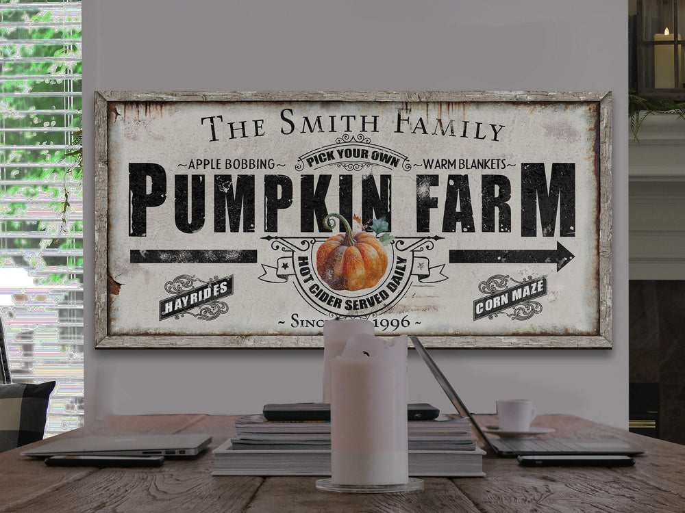 Pumpkin Farm Sign | Farmhouse Pumpkin Sign | Personalized Fall Sign | Autumn Sign | Custom Family Name Fall Sign | Autumn Pumpkin Decor