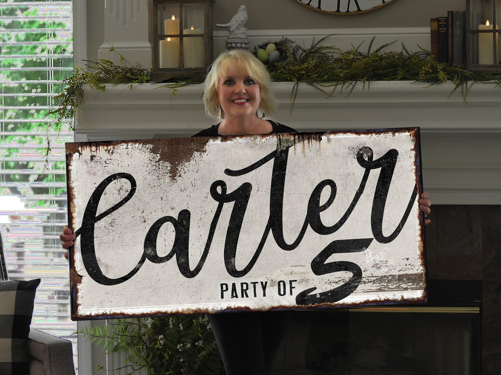 Party of Family Sign | Rustic Family Party of Sign | Large Personalized Family Party of Sign | Large Canvas Wall Art | Large Metal Wall Art