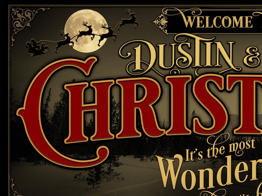 Santa Sleigh Christmas Sign | Santa Christmas Decor Sign | Personalized Christmas Sign | Old Fashioned Christmas Sign on Canvas or Metal