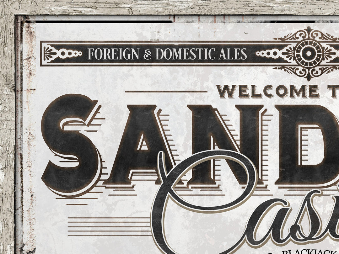 Personalized Casino Sign - Metal or Canvas | Custom Casino Sign | Personalized Family Casino Gambling Sign | Large Metal Wall Art